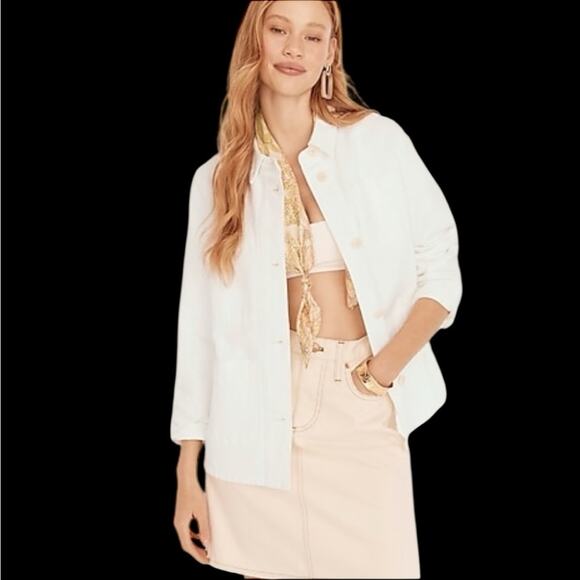 J Crew White Garment-dyed chore jacket XS white - Picture 2 of 10